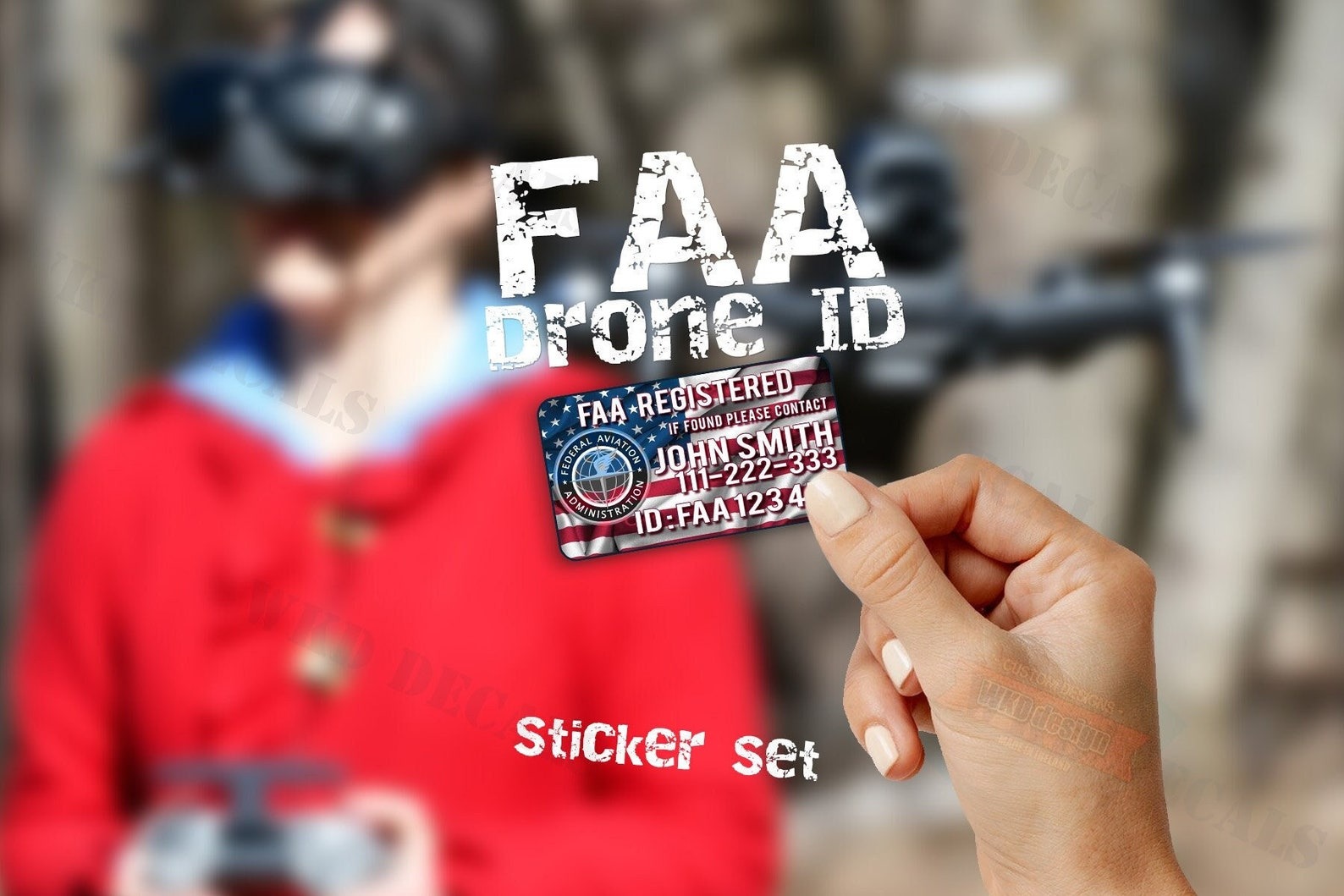 FAA Drone Sticker Set - (Set of 4 Stickers)
