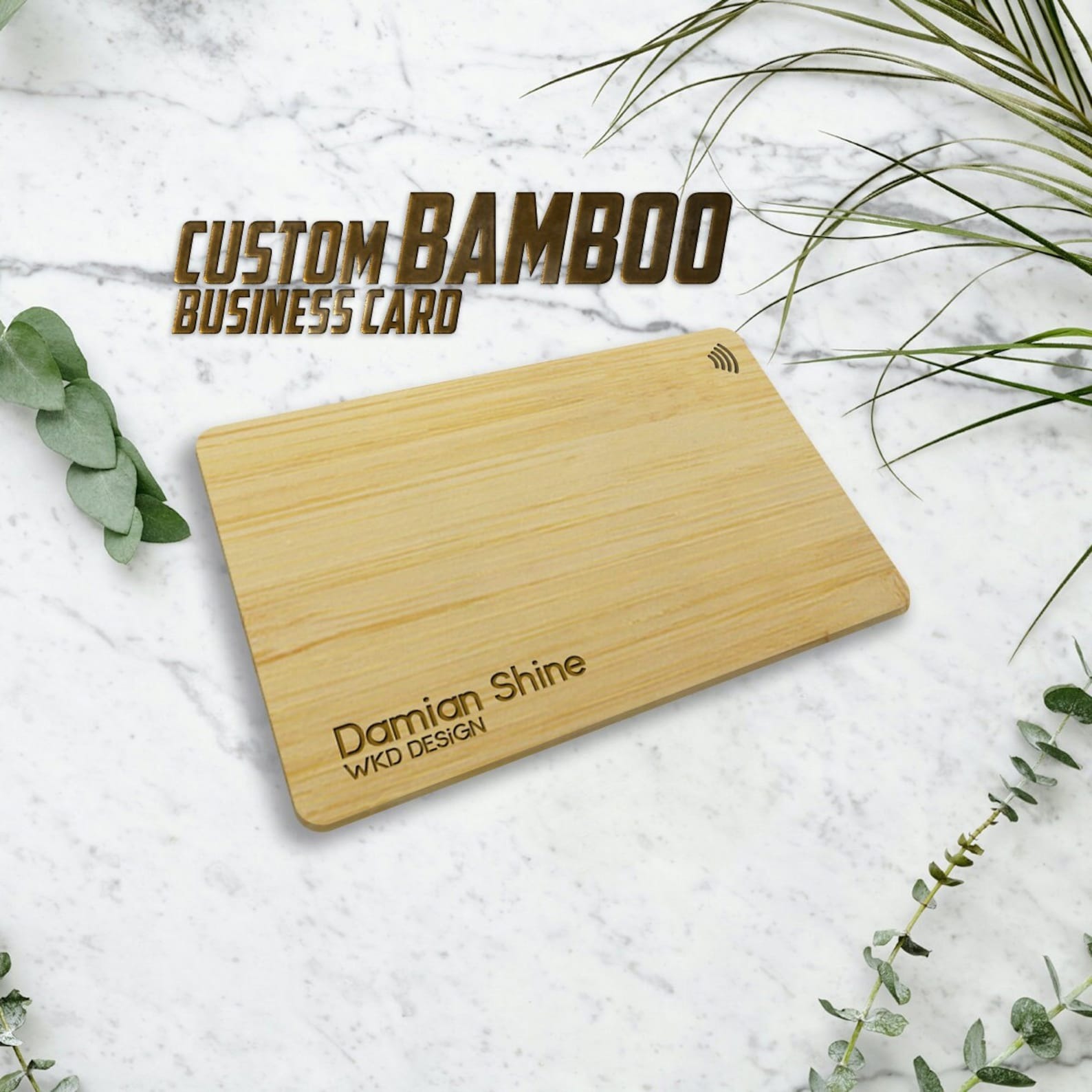 NFC Bamboo Business Card - Laser Engraved, NFC, Business Card - Tap-to-Share.