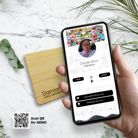 NFC Bamboo Business Card - Laser Engraved, NFC, Business Card - Tap-to-Share.