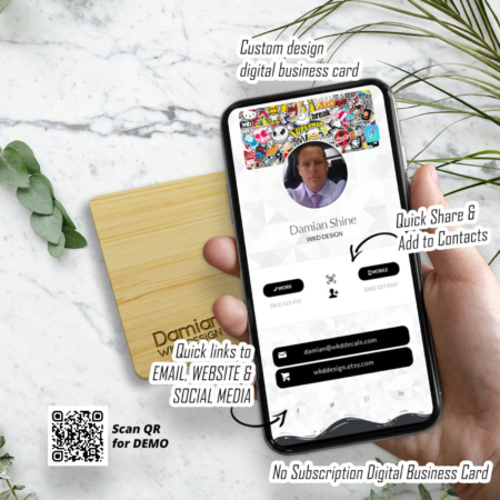 NFC Bamboo Business Card - Laser Engraved, NFC, Business Card - Tap-to-Share.